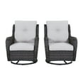 thumbnail image 2 of PARKWELL 7Pcs Outdoor Wicker Rattan Conversation Patio Furniture Set, including Three-seater Sofa, Rocking Chairs, Coffee Table, Ottomans and Side Table with Cushion, Beige, 2 of 9