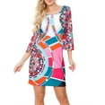 thumbnail image 4 of Women's 3/4 Sleeve Mozaic Print Dress, 4 of 5