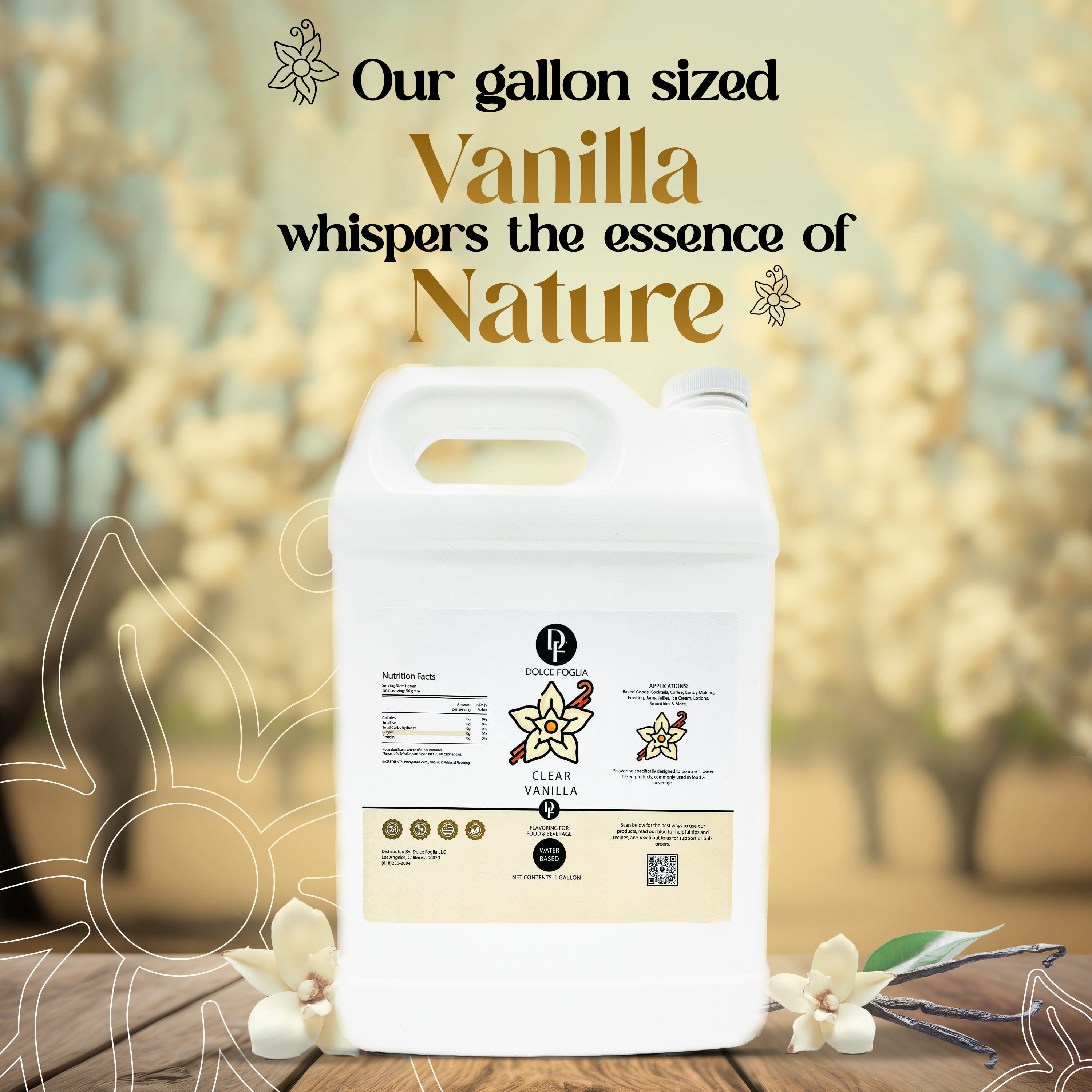 Dolce Flav - Clear Vanilla Flavoring Water Soluble 1 Gallon