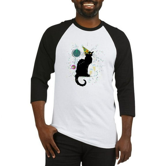 CafePress - Chat Noir New Years Party Countdow Baseball Jersey - Cotton Baseball Jersey, 3/4 Raglan Sleeve Shirt