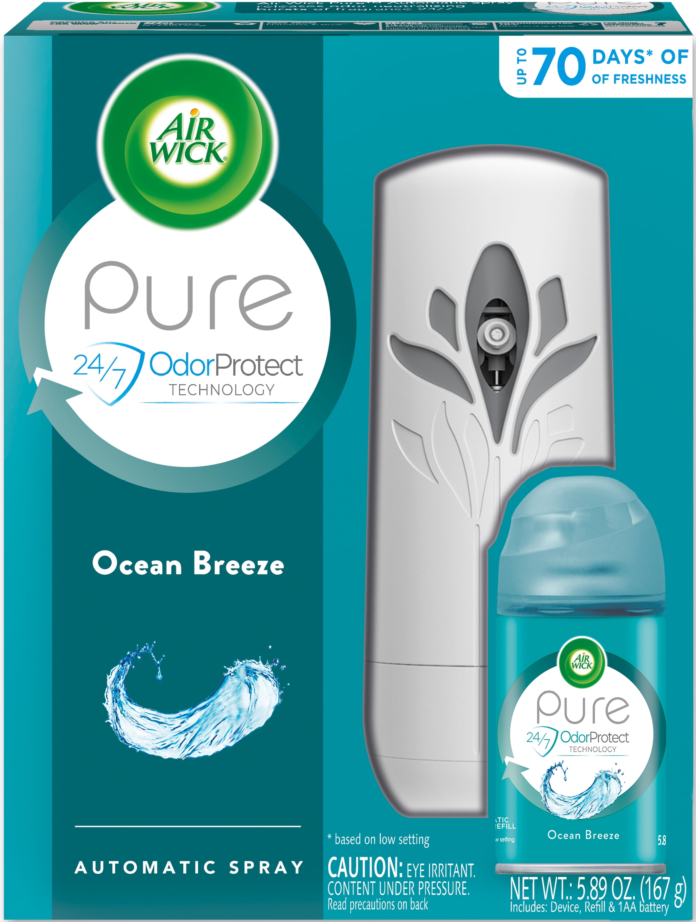 Air Wick Pure Automatic Air Freshener Spray Kit, Gadget+Refill, Ocean Breeze