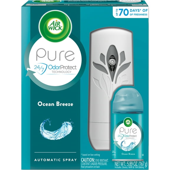 Air Wick Pure Automatic Air Freshener Spray Kit, Gadget Refill, Ocean Breeze