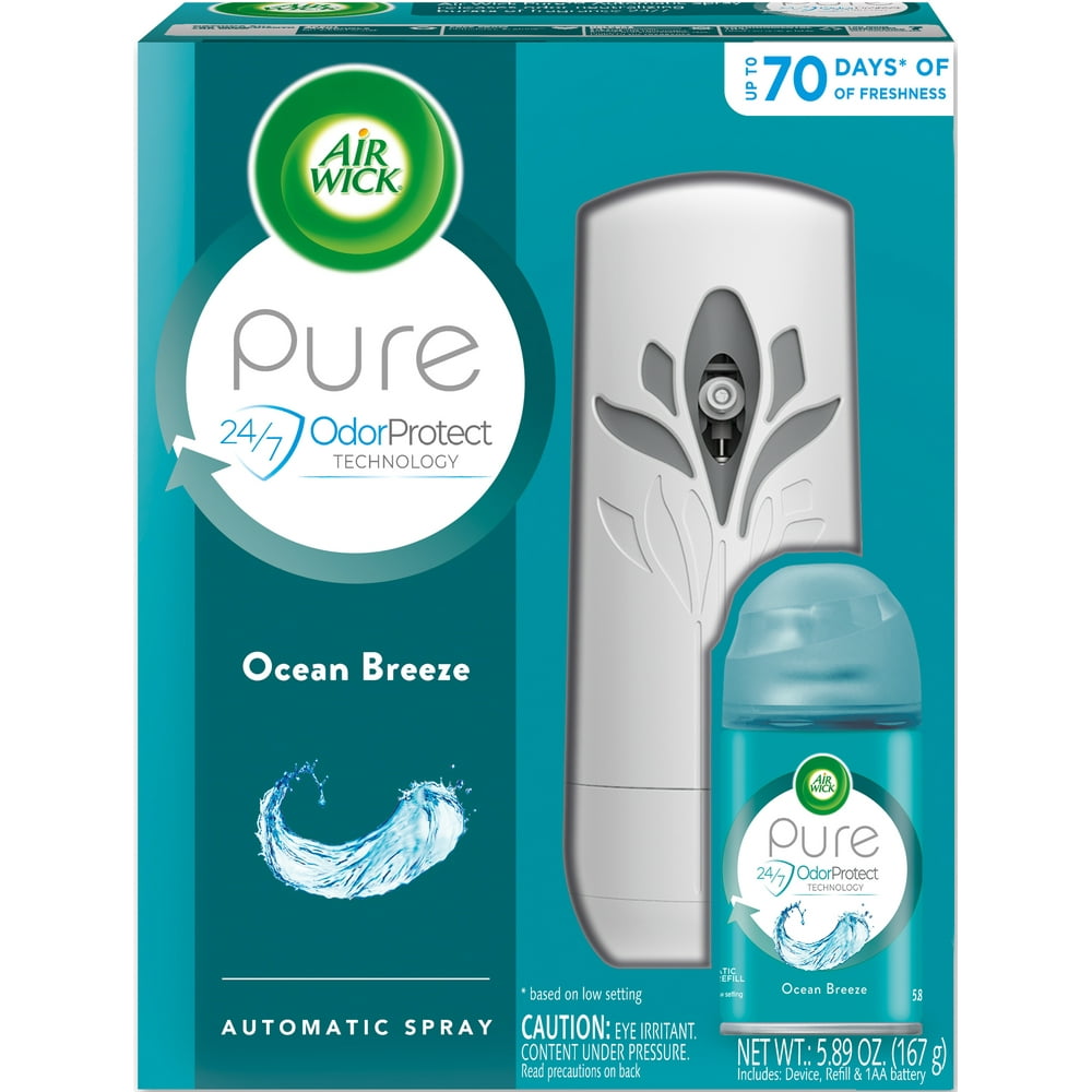 Air Wick Pure Automatic Air Freshener Spray Kit, Gadget+Refill, Ocean