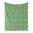 thumbnail image 1 of Spring Soft Flannel Fleece Throw Blanket, Repetitive Daisy Strawberry Leaves Blossoms Illustration, Cozy Plush for Indoor and Outdoor Use, 60" x 80", Dark Coral Lime Green, by Ambesonne, 1 of 5