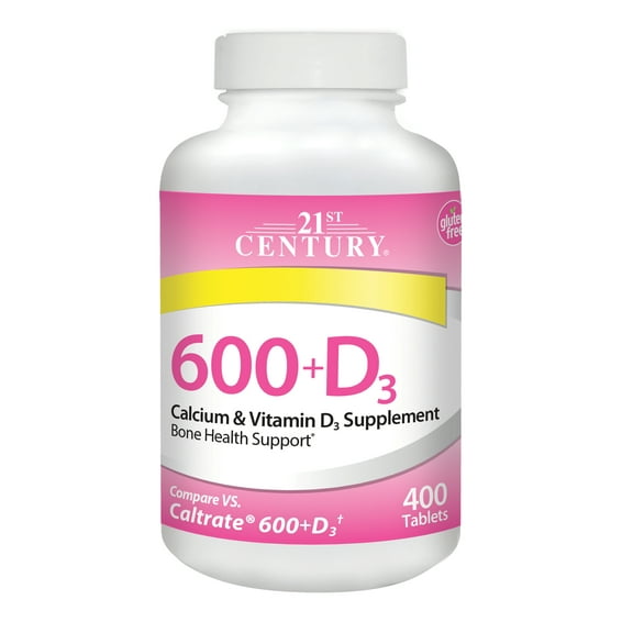 21st Century D3 Calcium Supplement Tablets, 600 mg, 400 Count