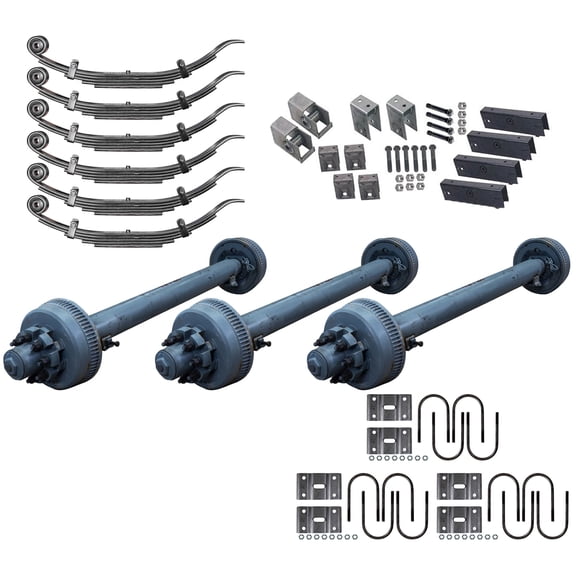 10,000 lb TK Triple Axle Kit with Suspension - 30K Capacity, 74" Hubface 46" Spring Center