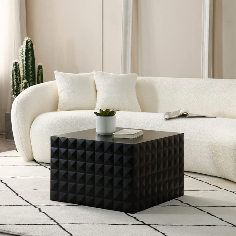 Nesting Coffee Table Set of 2 Matte Black Square Wooden Coffee