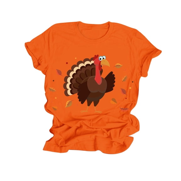 Wxolcjlv T-Shirt For Womens Thanksgiving Printed Crew Neck Short Sleeve Tee Tops Casual Trendy Tshirt