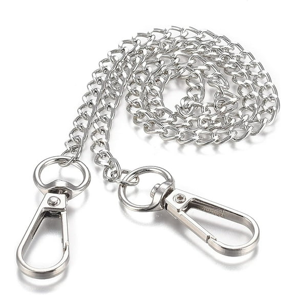 1Pc Wallet Chain Pants Chain Pocket Chains for Jeans and Keys Alloy Curb Chain Belts with Swivel Clasps Platinum 22.3 inch(56.8cm)