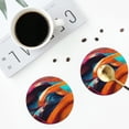 thumbnail image 4 of Disketp Abstract Fabric Color Waves Funny Coasters,4 Pcs Leather Coasters with Holder, Perfect Housewarming Hostess Gifts,Protect Furniture from Water Marks Scratch and Damage-Round Shape, 4 of 6