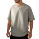 thumbnail image 2 of Camiseta de Manga Corta Color Sólido Casual Suelto Transpirable Cuello en V Top para Hombres, 2 of 5