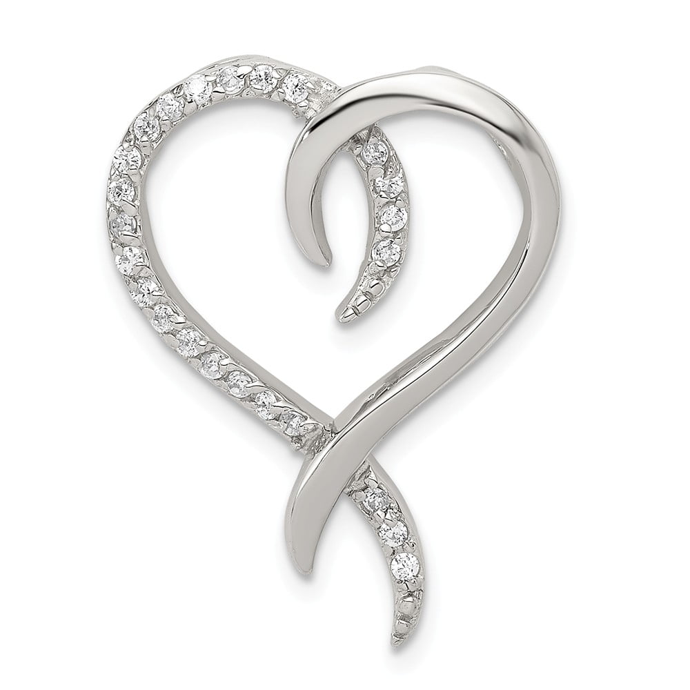 925 Sterling Silver Solid Polished Prong set Flat back CZ Cubic Zirconia Simulated Diamond Chain Slide Pendant Necklace Jewelry Gifts for Women
