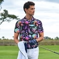 thumbnail image 3 of KLL whale fish octopus Print Men's Short Sleeve Golf Polo,Three-Button Polo Shirts Summer Fashion Golf Shirt-4X-Large, 3 of 6