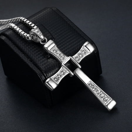 Hot Selling Fast and Furious 14K White Gold Dominic Toretto Cross Y2K Necklace for Men Vin Diesel Pendant Gift