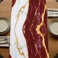 thumbnail image 5 of Red Marble 70 Inch Table Runner, Luxury Gold White Abstract Cracks Artwork Farmhouse Dresser Scarf Cotton & Linen Tablerunner for Dining/Kitchen Island/Holiday Party Décor 13" x 70", 5 of 9