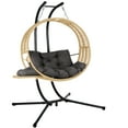 thumbnail image 2 of Miekor Furniture Double Hanging Egg Chair with Stand for Outdoor,Oversized 2 Person Wicker Rattan Swing Chair w/Convertible Armrest for Reclining Seat,All-Weather Cushion,700Lbs Cap. MK0186, 2 of 8