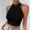 Black, variant on SNKSDGM Female Women's Tank Tops Racerback Ribbed High Neck Tank Tops for Women Workout Women's New Temperament Hanging Neck Vest Slim fit with Navel Tight Fitting and Short Top Vest and Suspender S