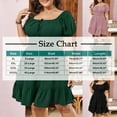thumbnail image 2 of Hvot&aat Womens Plus Size Summer Dresses Square Neck Puff Sleeve Ruffle Elastic High Waist Dress Solid Color Ruffle A Line Dress, 2 of 5