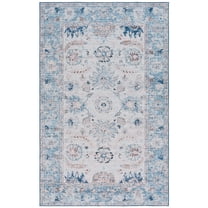 SAFAVIEH Tucson Candis Oriental Machine Washable Area Rug, Blue/Beige, 5' x 8'