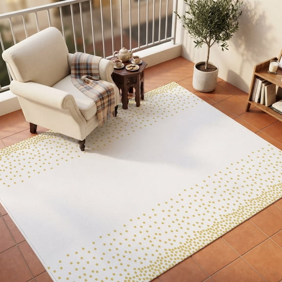 Area Rugs 5'x7', Yellow Polka Dots Carpet Runner Indoor Outdoor Rugs Home Decor Aesthetic, Modern Fantasy Speckles Minimalist Non Slip Mats Washable Accent Rug for Living Room Bedroom