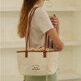 thumbnail image 3 of Bolso de mano coreano para mujer, bolso de lona con cordón y letras, bolsos de hombro (marrón) Likrtyny Para estrenar, 3 of 9