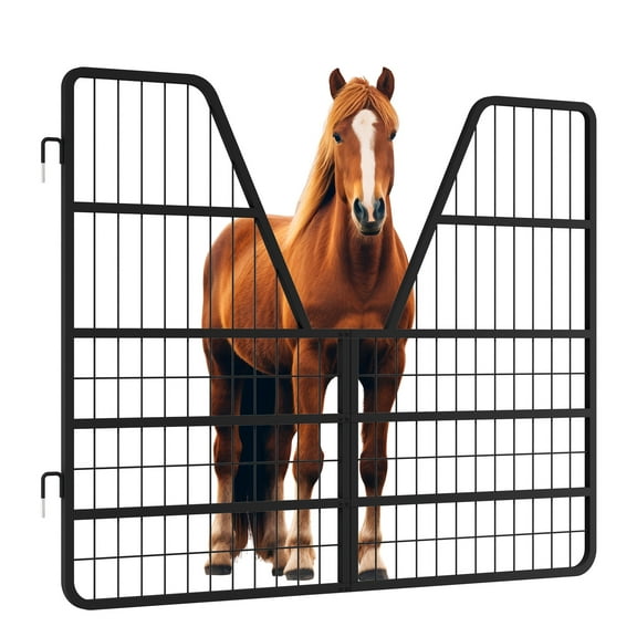 Horse Stall Gate built with Heavy-Duty Thick Steel Frame, Horse Stall Door furnished with 52" L x 42" H, Horse Stall Guard designed with Yoke Design, Fits Standard Barn Doorways​