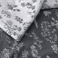 thumbnail image 3 of 2 Pieces Dark Grey Floral Comforter Sets, 1 Botanical Flowers Reversible Comforter and 1 Pillow Shams, Twin Size, 3 of 11