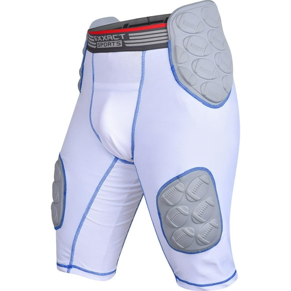 Exxact Sports Touchdown 5-Pad Adult Football Girdle for Men - Football Padded Girdle with Cup Pocket Mens Girdle Pants (AXL White)
