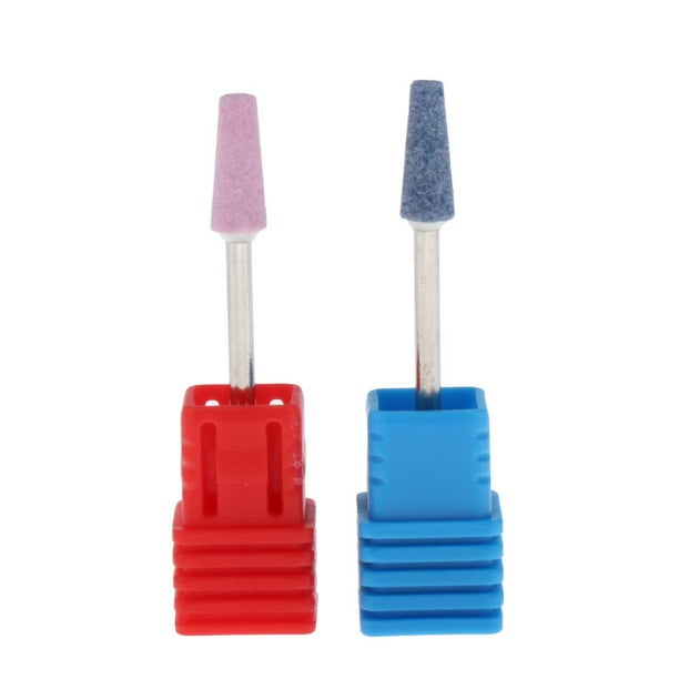 Juego de 2 brocas de diamante para uñas, lima de uñas acrílica profesional Rosa + azul