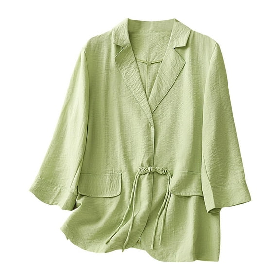 Akafmk Blazers for Women Lightweight Open Front Cardigan Jacket,Dressy Casual Business Work Jacket,Linen Casual Long Sleeve Trun Down Collar Blouse Loose Trendy Elegant Office Blazers Jacket