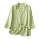 thumbnail image 2 of Blazer de mujer primavera verano lino casual manga larga cuello vuelto blusa suelta abrigo de mujer, 2 of 8