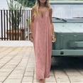 thumbnail image 5 of Backless Cami Dresses for Women - Sleeveless Spaghetti Strap Maxi Lounge Dress with Back Tie Pink L, 5 of 5