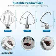 Beaquicy K45WW Stand Mixer Attachments Dough Hook Wire Whip Flat Blade Paddle with Scraper for KSM150 Tilt Head