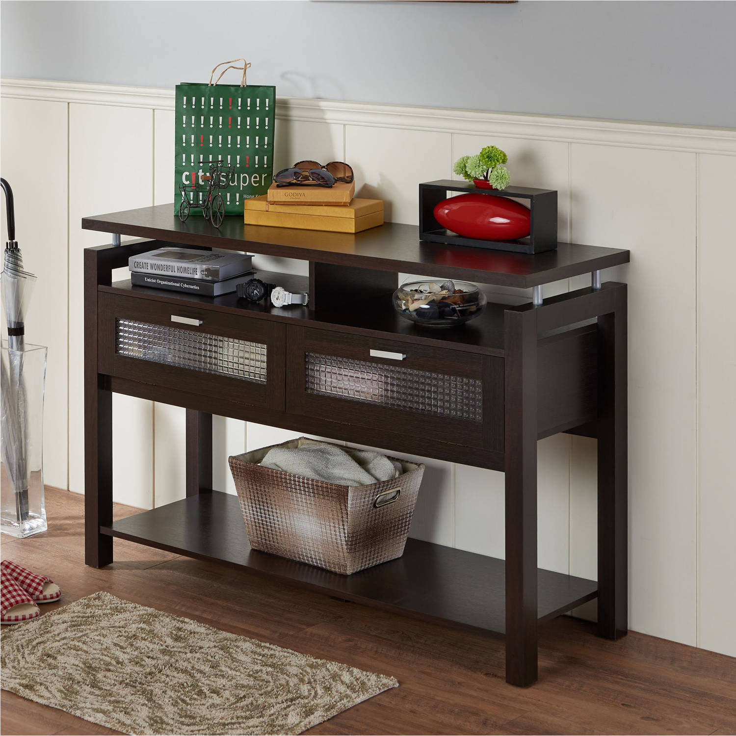 Furniture of America Gueston 2-Door Console Table, Espresso