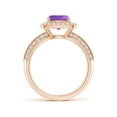 thumbnail image 2 of ANGARA Natural Twisted Rope Cushion 1.35 ct Amethyst Halo Ring in 14K Rose Gold for Women (Size-7mm) | February Birthstone, Birthday, Anniversary, Jewelry Gift for Women | Natural Amethyst Ring, 2 of 8