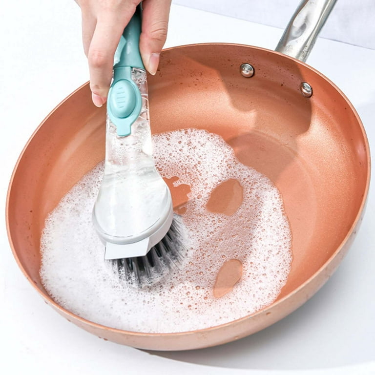 Dish Scrubber With Soap Dispenser, Portable Scrub Brush With Soap