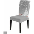 thumbnail image 4 of Chair Covers for Dining Room Set of 4,Red Gray Christmas Balls Stretch Seat Protector Removable Washable Chairs Slipcovers for Kitchen Banquet Wedding Hotel,Winter Snowflakes White Tree, 4 of 6