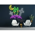 thumbnail image 3 of Gravestone Zombie Hand On Night Neon Sign, Halloween Decor, 3 of 4