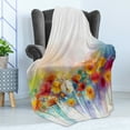 thumbnail image 4 of Flower Soft Flannel Fleece Throw Blanket, Gerbera Bouquet Textured in an Artisan Expression Inflorescence Morph New Paint, Cozy Plush for Indoor and Outdoor Use, 70" x 90", Red Orange, by Ambesonne, 4 of 5