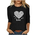 thumbnail image 2 of VgaVtl Plus Size Tshirts Women Valentines Day 3/4 Sleeve Funny Women Tops Leisure Heart Graphic for Gifts Regular Tops, 2 of 4