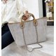 thumbnail image 5 of LHSHID Women Canvas Handbag Large Capacity Chain Tote Bag PU Handle Shoulder Bag, 5 of 6