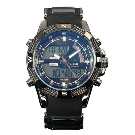 - Date Display Digital Quartz Mens Watch Rubber Strap Luminous Style Army Alarm
