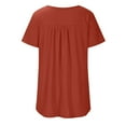 K257 Red Pleated Basic Casual T Shirt for Women Fall Summer Short