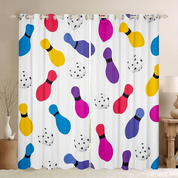 Castle Fairy Colorful Bowling Black Out Curtains,Sport Curtains Pack of 2 (42x63 Each)