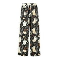 thumbnail image 4 of WTOBBY Women's Casual Wide Leg Pants with Stretch Belt and Pocket, Halloween Print Adjustable Tie Trousers for Seasonal Comfort Wear,Multicolor 2XL, 4 of 7