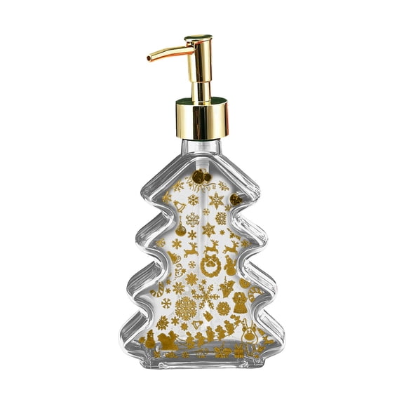 Christmas Soap Dispenser Tree Shaped Glass Soap Dispenser with Pump Empty Lotion Bottles for Xmas Decor Kitchen Bathroom Refillable Rust Proof Decorative Hand Soap for Home Sink Countertop