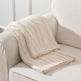 thumbnail image 5 of Cream Cable Knit Blankets, White Herringbone Decorative Knitted Throw,Housewarming Gifts,50"x60", 5 of 8