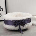 thumbnail image 3 of Opciones Nido de gato de felpa largo y cálido para invierno, redondo, con lazo, encantador nido para perro, cama para mascotas para dormir profundamente, 40 cm, azul, 3 of 5