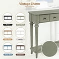 thumbnail image 6 of EUROCO 59.8" Solid Wood Console Table,Retro Long Sofa Table Entryway Table with 4 Drawers and Bottom Shelf for Hallway Living Room,Grey Wash, 6 of 8