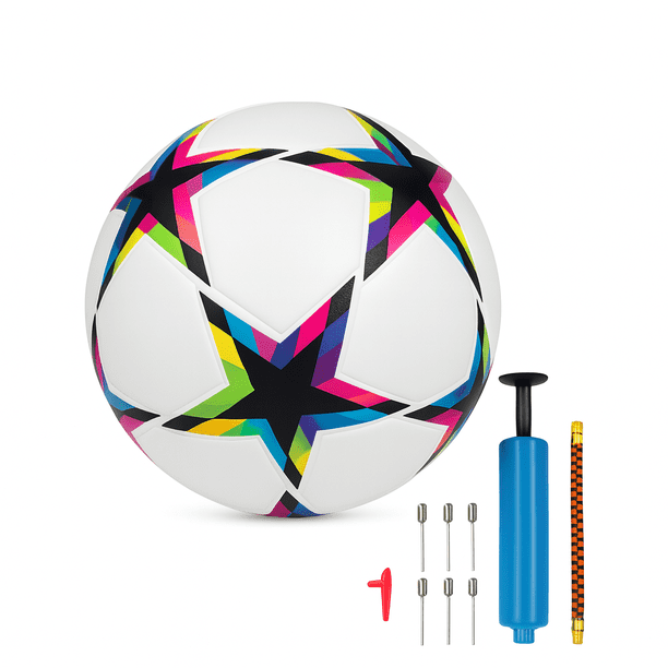 Balón Fútbol No.4 Champions League Estrellas Blanco Termosellado con Bomba